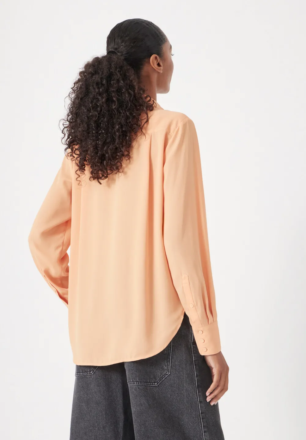 hush Shirts & Blouses|Chiffon Pintuck Blouse Peach Orange