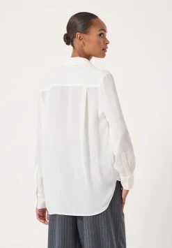 hush Shirts & Blouses|Chiffon Pintuck Blouse Ecru White
