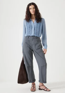 hush Shirts & Blouses|Chiffon Ruffle Blouse Light Blue