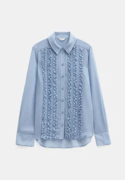 hush Shirts & Blouses|Chiffon Ruffle Blouse Light Blue