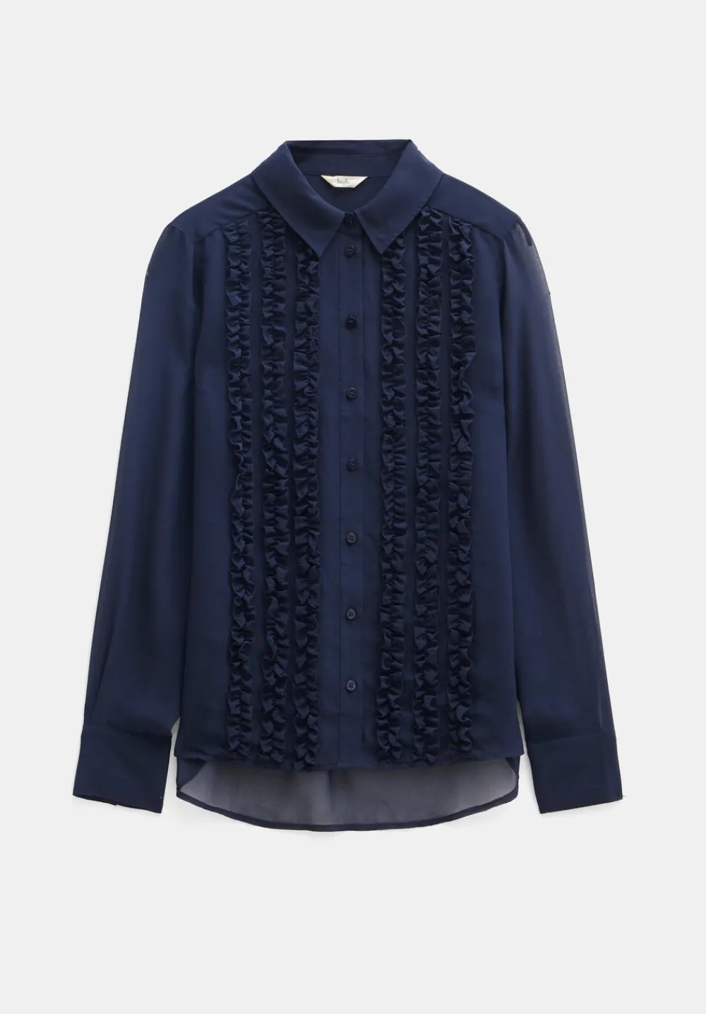 hush Shirts & Blouses|Chiffon Ruffle Blouse Navy Blue