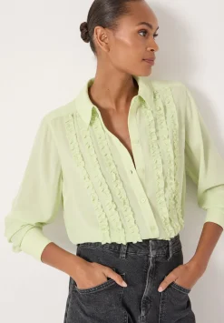 hush Shirts & Blouses|Chiffon Ruffle Blouse Pale Green