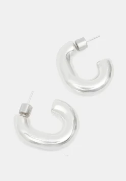 hush Jewellery|Chubby Hoop Earrings Silver