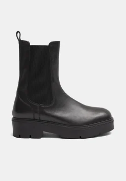 hush Boots|Chunky Leather Chelsea Boots Black