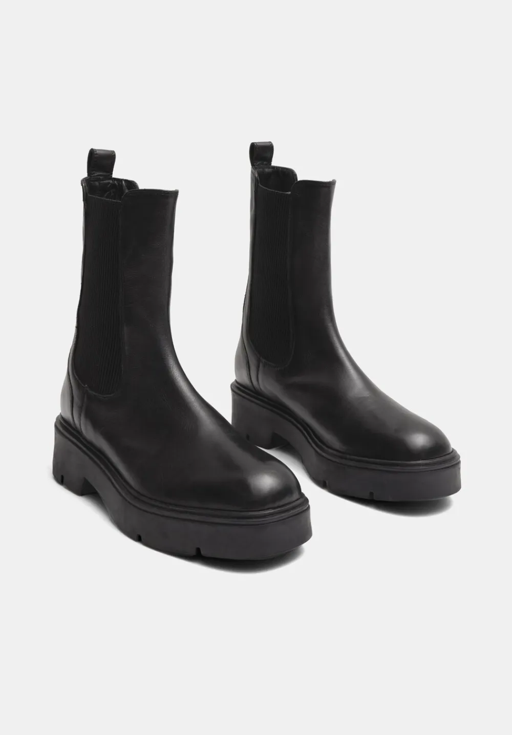 hush Boots|Chunky Leather Chelsea Boots Black