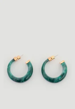 hush Jewellery|Chunky Resin Hoops Teal Green