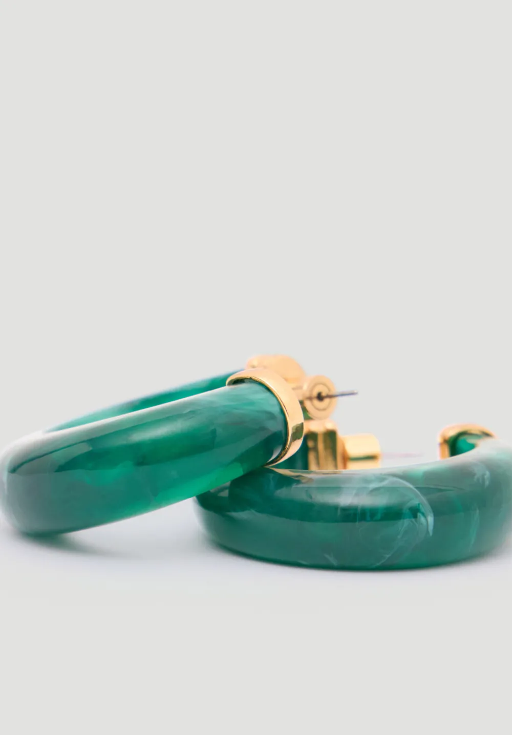 hush Jewellery|Chunky Resin Hoops Teal Green