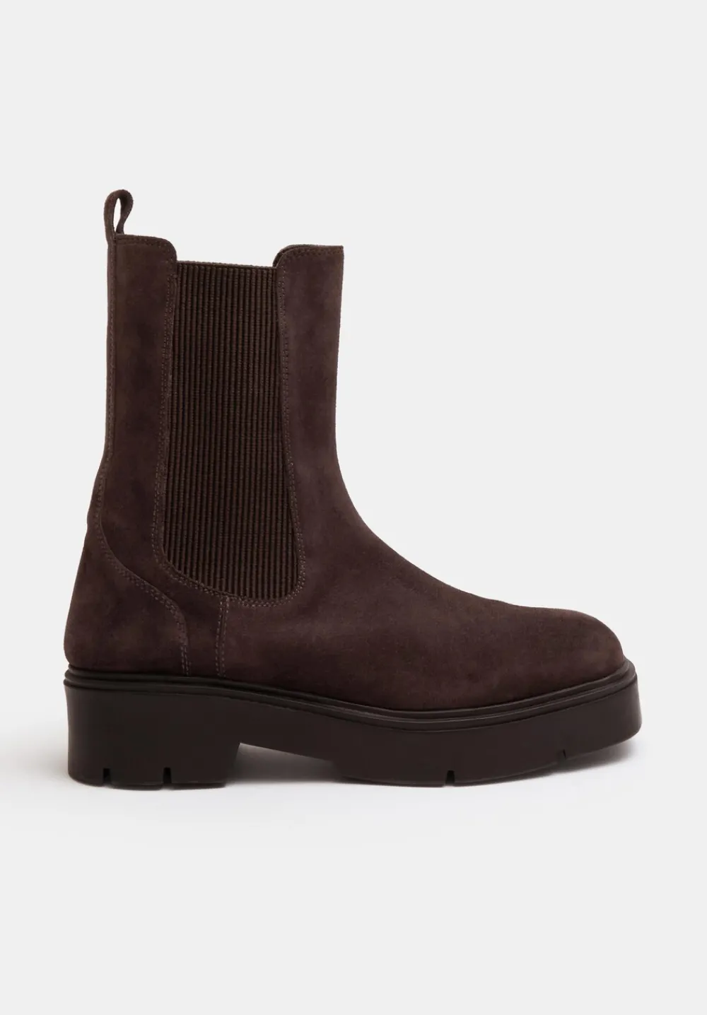 hush Boots|Chunky Suede Chelsea Boots Chocolate brown