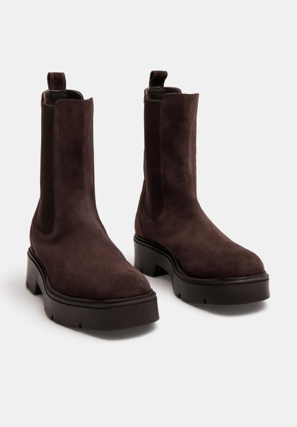 hush Boots|Chunky Suede Chelsea Boots Chocolate brown