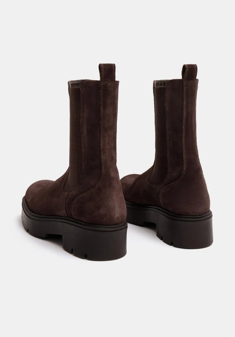 hush Boots|Chunky Suede Chelsea Boots Chocolate brown