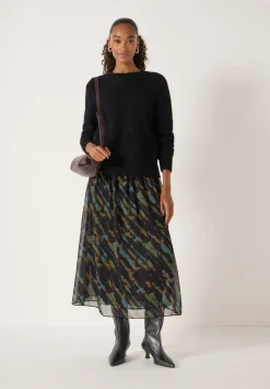 hush Dresses|Clara Knit Woven Dress Diagonal Tie Dye Green
