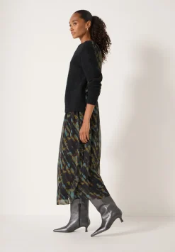 hush Dresses|Clara Knit Woven Dress Diagonal Tie Dye Green