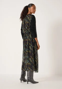 hush Dresses|Clara Knit Woven Dress Diagonal Tie Dye Green