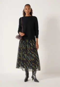 hush Dresses|Clara Knit Woven Dress Diagonal Tie Dye Green