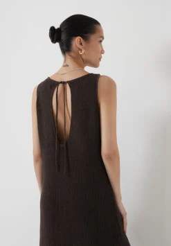 hush Dresses|Clara Knitted Dress Chocolate brown