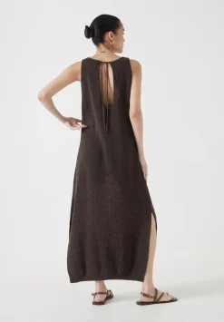 hush Dresses|Clara Knitted Dress Chocolate brown