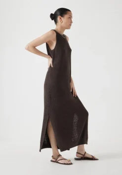 hush Dresses|Clara Knitted Dress Chocolate brown