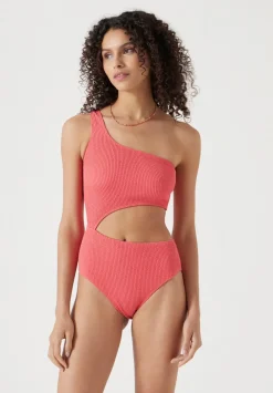hush Swimwear & Beachwear|Clare Cut-Out Crinkle swimsuit Coral Pink