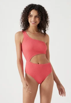 hush Swimwear & Beachwear|Clare Cut-Out Crinkle swimsuit Coral Pink