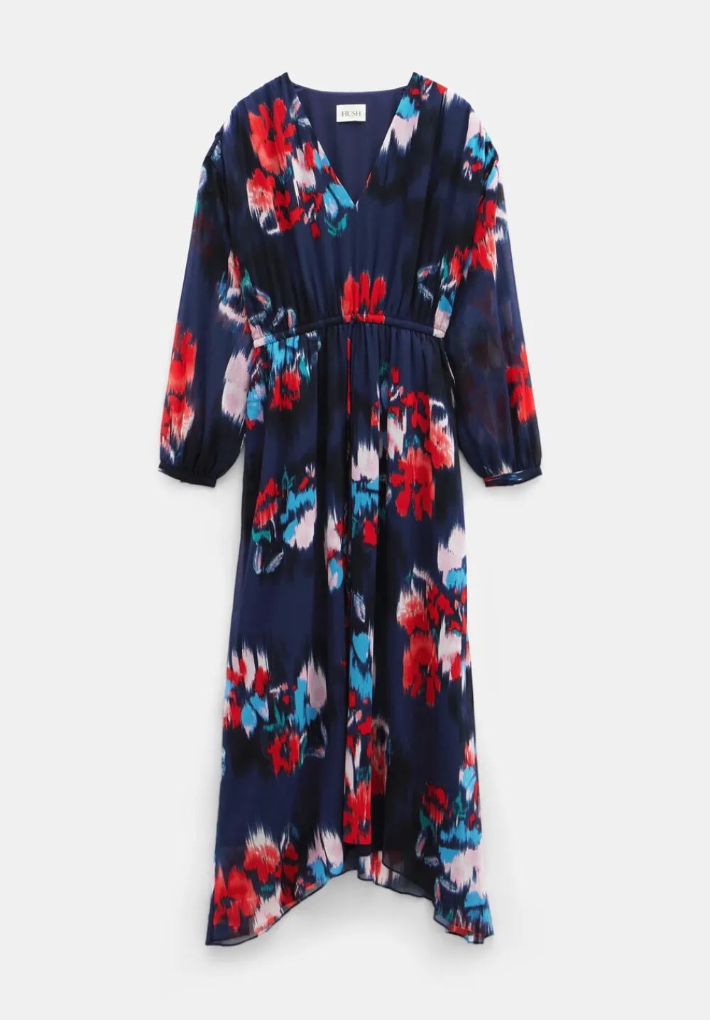 hush Dresses|Clarette Chiffon Maxi Dress Blurred Floral Black