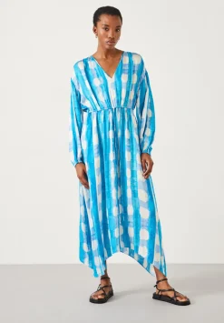 hush Dresses|Clarette Watercolour Check Maxi Dress Watercolour Gingham Blue
