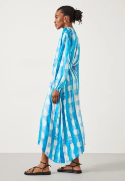 hush Dresses|Clarette Watercolour Check Maxi Dress Watercolour Gingham Blue