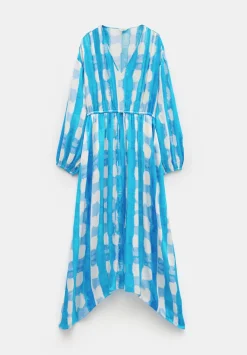 hush Dresses|Clarette Watercolour Check Maxi Dress Watercolour Gingham Blue