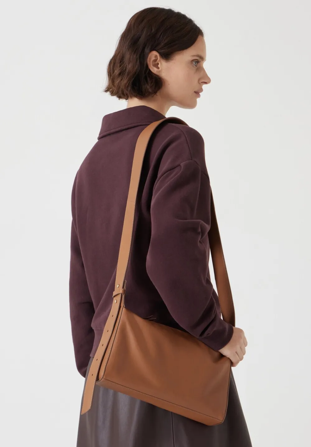 hush Bags|Cleo Minimal Leather Crossbody Bag Brown