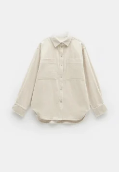 hush Shirts & Blouses|Cleo Oversized Cord Shirt Moonshine White