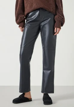 hush Trousers|Colette Leather Straight Leg Trouser Black