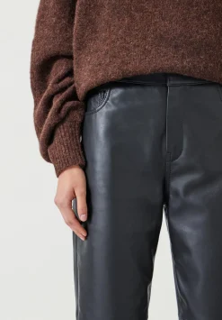 hush Trousers|Colette Leather Straight Leg Trouser Black