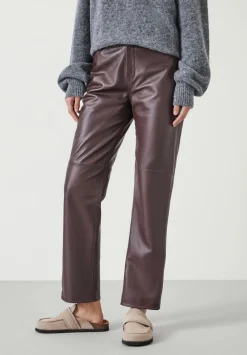 hush Trousers|Colette Leather Straight Leg Trouser Burgundy
