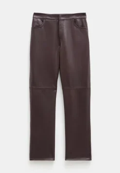 hush Trousers|Colette Leather Straight Leg Trouser Burgundy