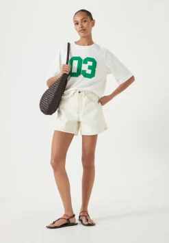 hush Tops & T-Shirts|Collegiate Graphic Cotton T-Shirt Off White