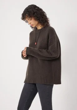 hush Jumpers & Cardigans|Cora Longline Chunky Cashmere Jumper Dark Brown