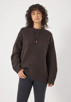 hush Jumpers & Cardigans|Cora Longline Chunky Cashmere Jumper Dark Brown