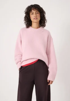 hush Jumpers & Cardigans|Cora Relaxed Chunky Cashmere Crew Jumper Blush Pink
