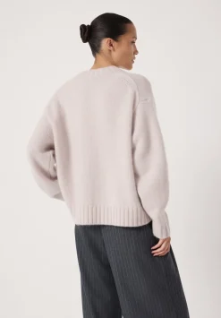 hush Jumpers & Cardigans|Cora Relaxed Chunky Cashmere Crew Jumper Milk White