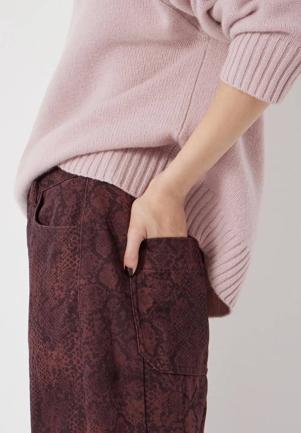 hush Jeans|Trousers|Cordelia Barrel Leg Snake Print Jeans Snake Print Brown