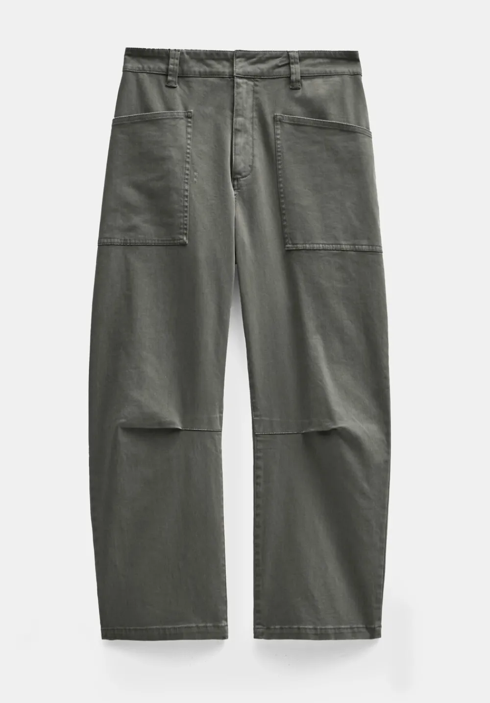 hush Trousers|Cordi Barrel Leg Cotton Trousers Dark Khaki Green