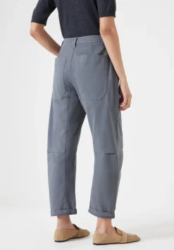 hush Trousers|Cordi Barrel Leg Cotton Trousers Steel Blue