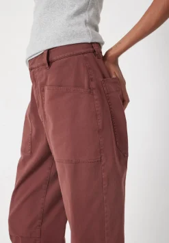hush Trousers|Cordi Barrel Leg Cotton Trousers Burgundy Brown