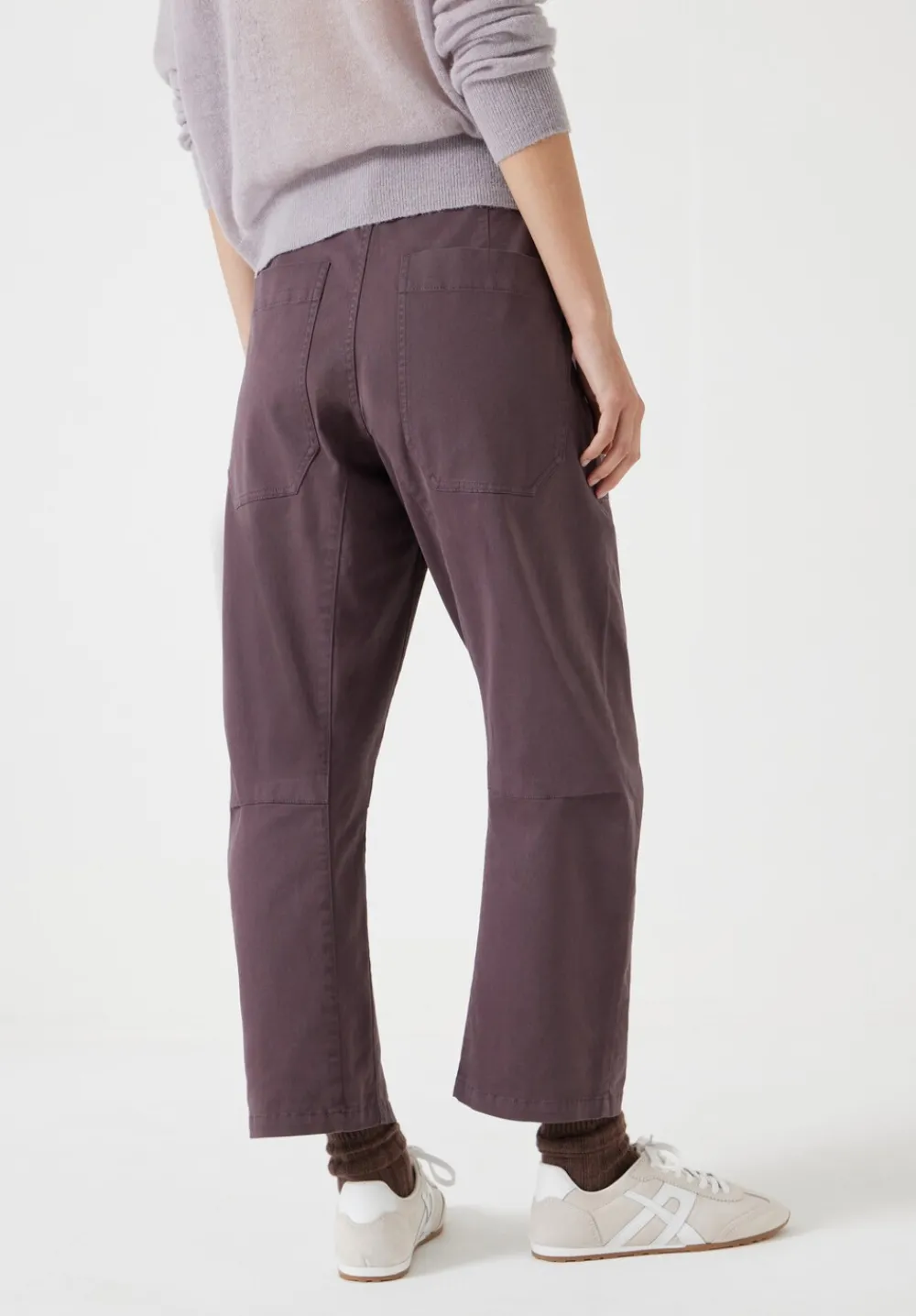 hush Trousers|Cordi Barrel Leg Cotton Trousers Raisin Brown