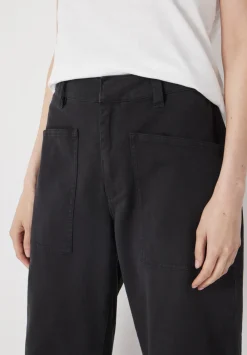 hush Trousers|Cordi Barrel Leg Cotton Trousers Dark Charcoal Grey