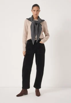 hush Trousers|Corduroy Cordi Barrel Leg Trousers Black