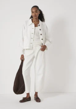 hush Jackets & Coats|Cotton Barrel Sleeve Swing Jacket White