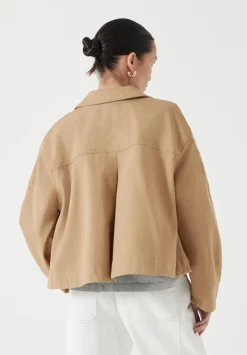 hush Jackets & Coats|Cotton Barrel Sleeve Swing Jacket Brown Dune