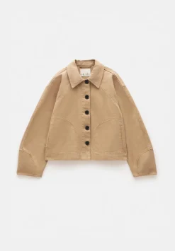 hush Jackets & Coats|Cotton Barrel Sleeve Swing Jacket Brown Dune