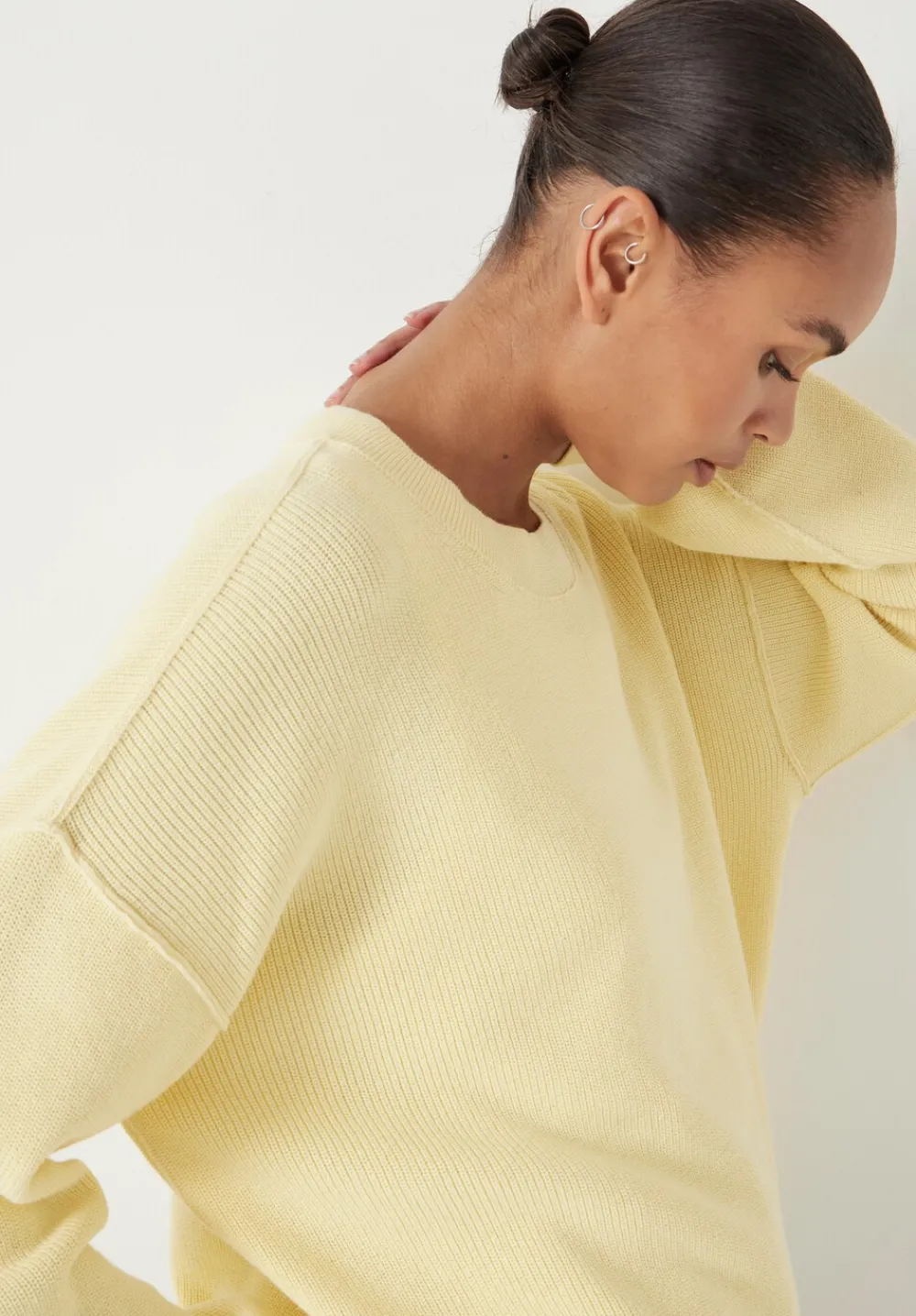 hush Jumpers & Cardigans|Cotton Boxy Rib Jumper Pale Banana