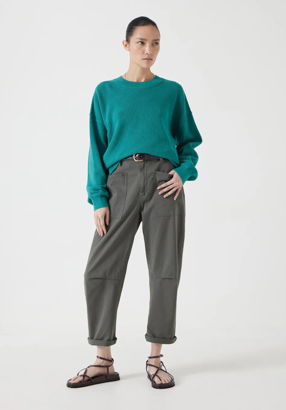 hush Jumpers & Cardigans|Cotton Boxy Rib Jumper Lagoon Green
